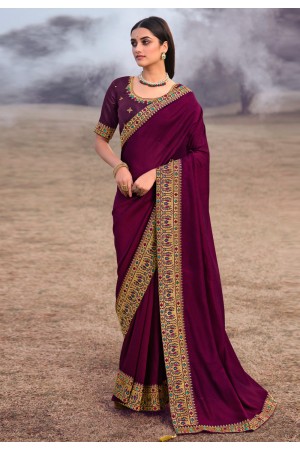Purple silk saree with blouse 3905