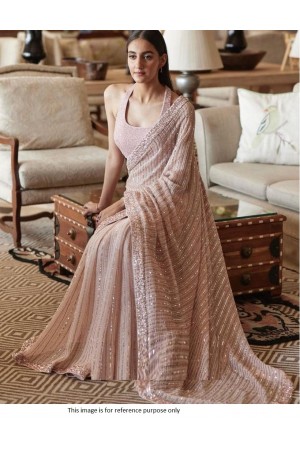 Bollywood model light pink georgette sequins saree