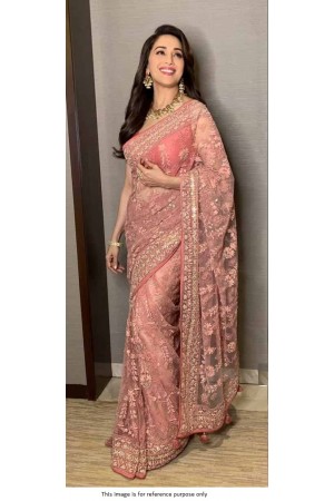 Bollywood Madhuri Dixit Pink net saree