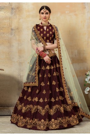 Brown silk circular lehenga choli 8005