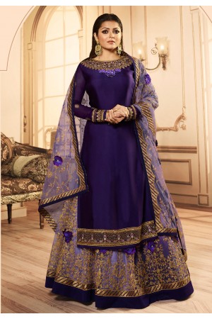 Drashti dhami purple georgette indo western lehenga choli 45001