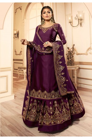 Drashti dhami purple georgette indo western lehenga choli 45005