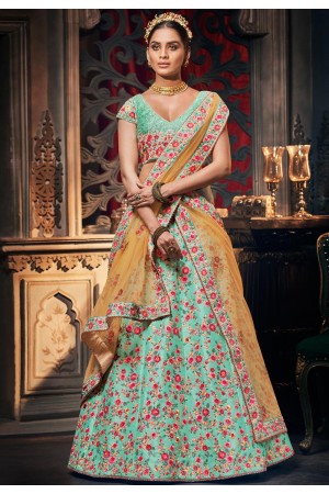 Light green silk circular lehenga choli 5160