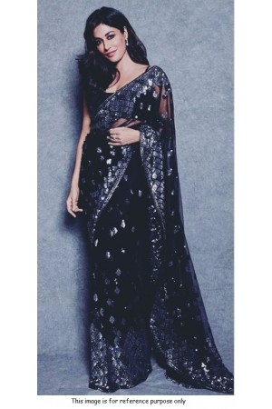 Bollywood chitrangada singh inspired black net sequins saree