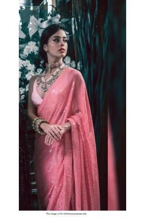 Bollywood Manish malhotra inspired Rose pink sequins saree