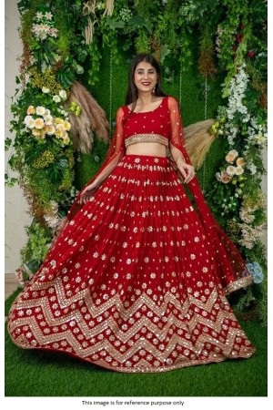 Bollywood Model Red Net bridal lehenga choli