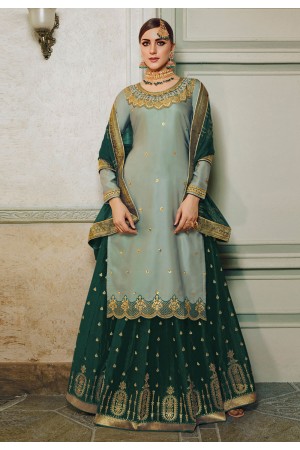 Gray satin indo western lehenga choli PRQ3965