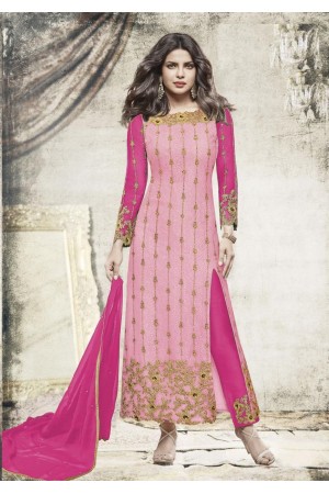 Priyanka chopra Pink color straight cut salwar kameez