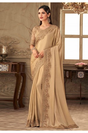 Beige silk saree with blouse 6303