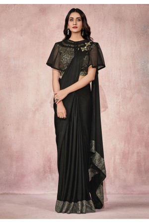 Black lycra festival wear saree 21821