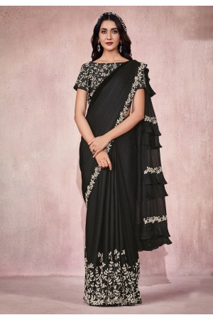 Black silk georgette festival wear saree 21811