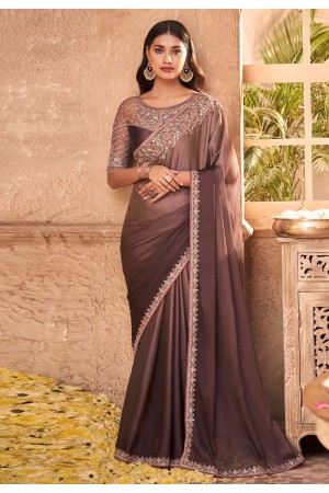 Brown silk festival wear saree 912