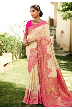 Off white silk saree with blouse 2203