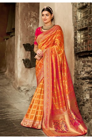 Orange silk festival wear saree 2206