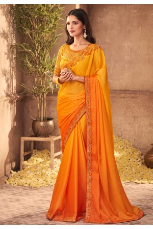 Orange silk festival wear saree 906