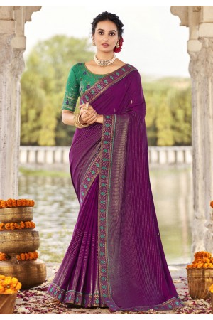 Purple silk festival wear saree 9215
