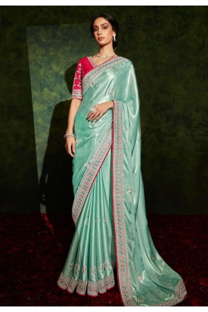Sky blue georgette saree with blouse 5205