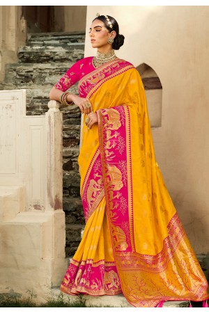 Yellow silk saree with blouse 2209