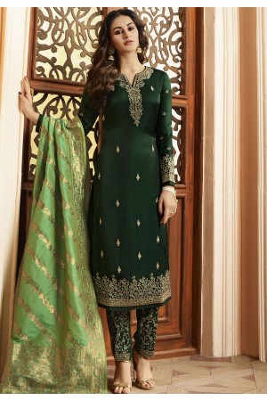 Indian silk Wedding salwar kameez in green color 15202