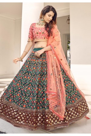 Green art silk circular lehenga choli 1917