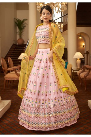 Pink georgette circular lehenga choli 1934