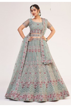 Sea green net circular lehenga choli 1056