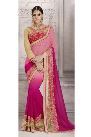 Party-wear-pink-peach-color-saree