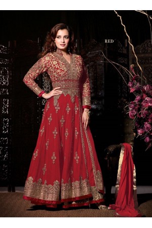 Dia mirza Red wedding wear anarkali