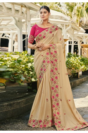 Beige silk saree with blouse 4735