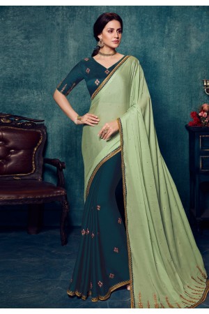 Light green silk half and half saree 2174