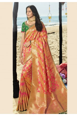 Pink silk festival wear saree 90957