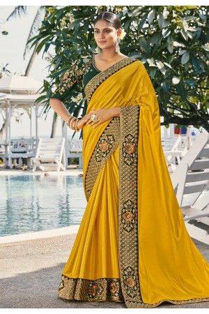 Yellow silk saree with blouse 4731