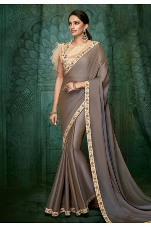 Gray silk party wear saree 5405