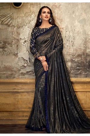 Navy blue lycra party wear saree 11205