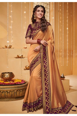 Peach silk saree with blouse 2308
