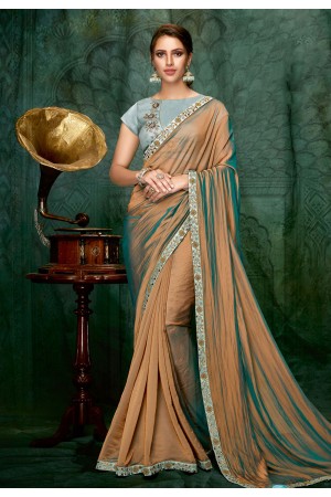 Peach silk saree with blouse 5407