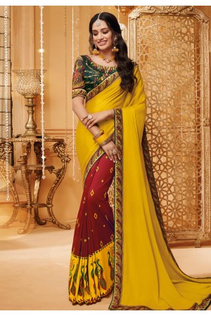Yellow silk half and half saree 2304