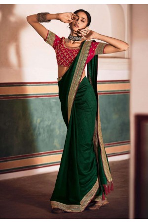 Green silk saree with blouse 21029