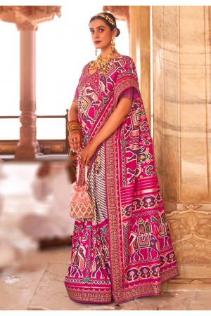 Magenta patola silk saree with blouse 108I