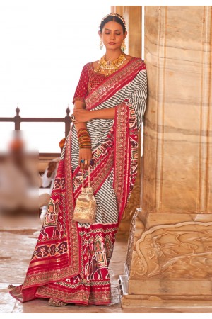 Pink patola silk saree with blouse 108