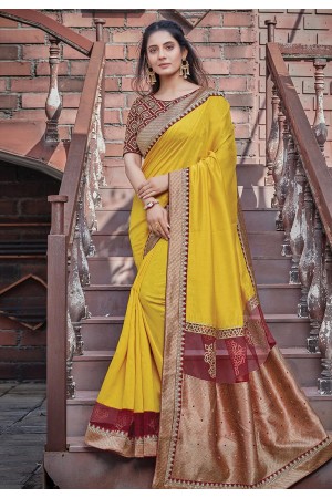 Yellow silk georgette saree with blouse 41103