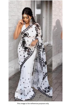 Bollywood model Black and white georgette saree