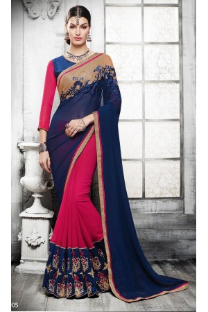 Party-wear-magenta-blue-color-saree