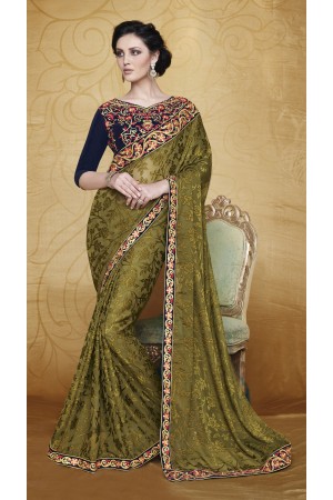 Party-wear-MossGreen-color-saree