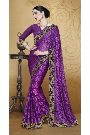 Party-wear-Violet-color-saree