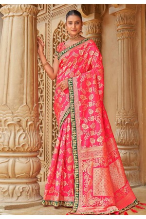 Banarasi silk Saree in Magenta colour 5001