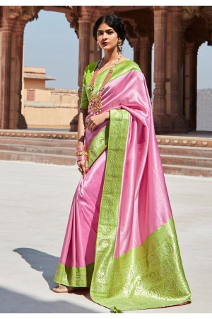 Silk Saree with blouse in Pink colour 1452
