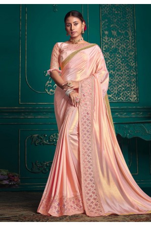Silk Saree with blouse in Pink colour 9702