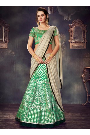 Green dupion wedding lehenga choli