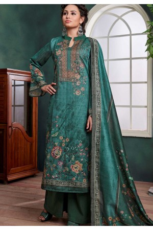 blue shade chanderi digital printed palazzo suit 1078